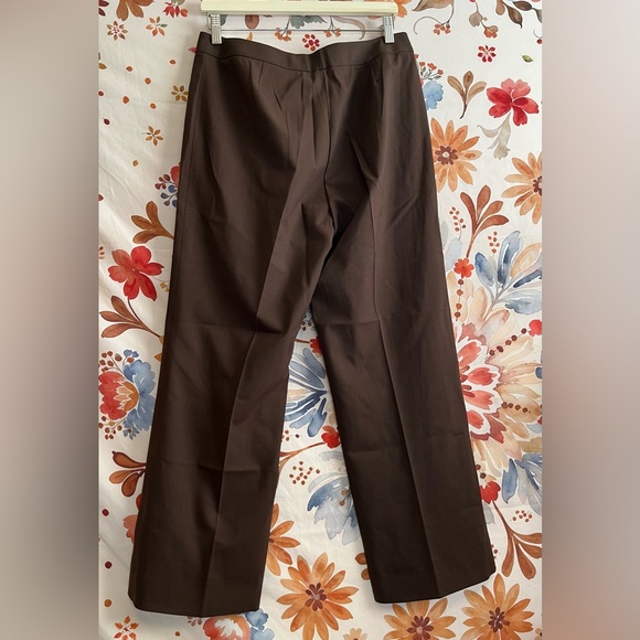 Lafayette 148 Brown Sz 10 Pleated Wool Blend Ankle Length Office Slacks - Picture 2 of 12